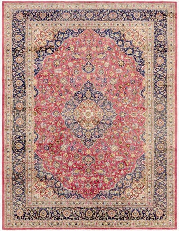 9' 8 x 12' 10 Hand Knotted Mashad Persian Wool Rug