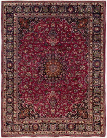 9' 8 x 12' 7 Hand Knotted Mashad Persian Wool Rug
