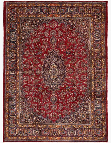 9' 6 x 13' Hand Knotted Mashad Persian Wool Rug