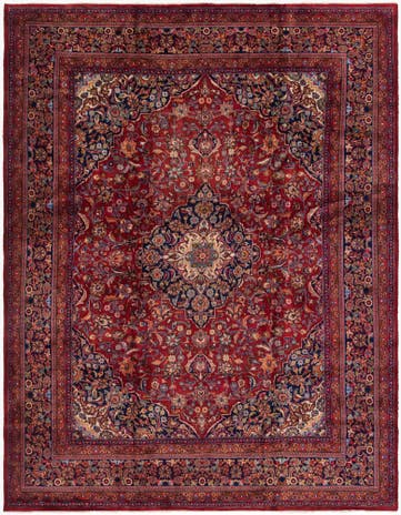 9' 8 x 12' 9 Hand Knotted Mashad Persian Wool Rug
