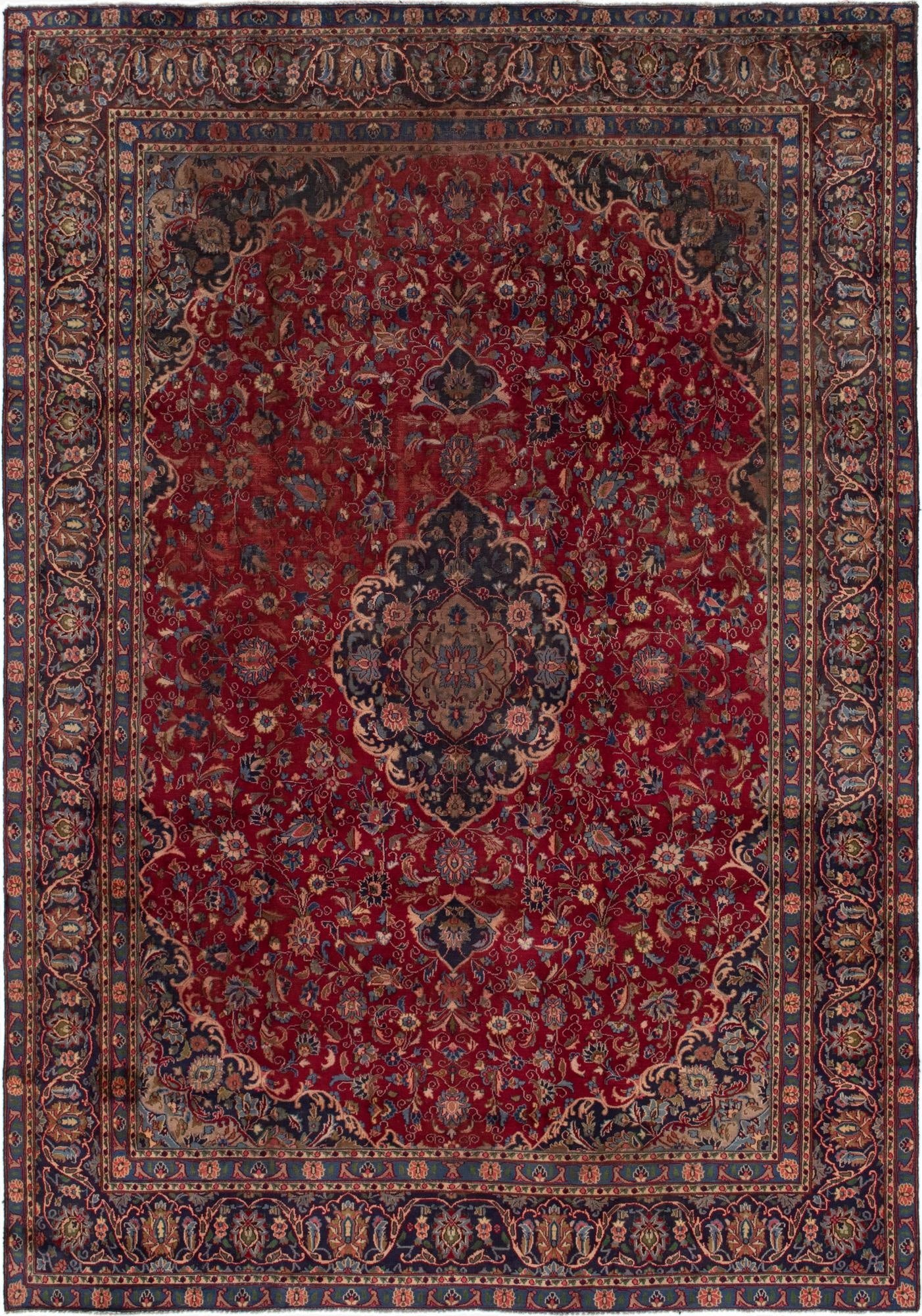 9' x 12' 10  Hand Knotted Mashad Persian Wool Rug