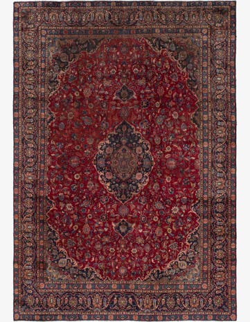 9' x 12' 10 Hand Knotted Mashad Persian Wool Rug