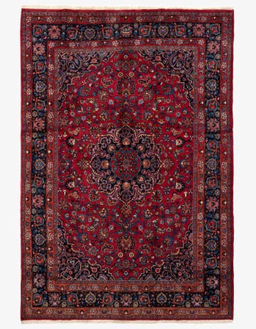8' 1 x 11' 9 Hand Knotted Mashad Persian Wool Rug