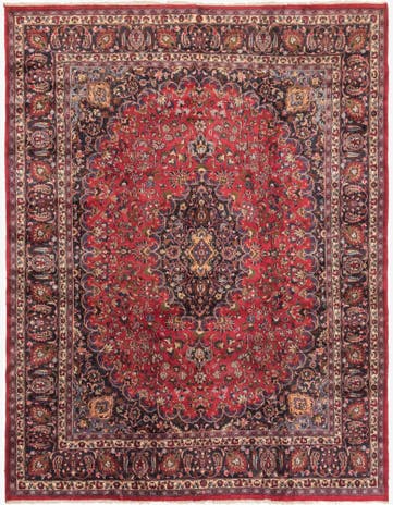 9' 8 x 12' 6 Hand Knotted Mashad Persian Wool Rug