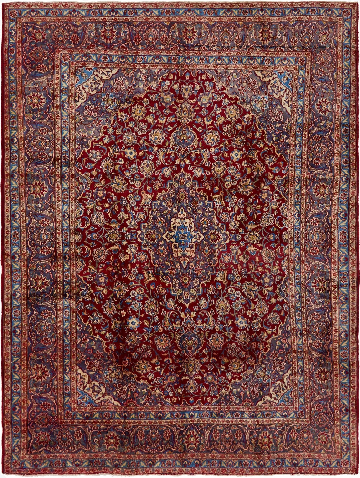 9' 9 x 12' 10  Hand Knotted Mashad Persian Wool Rug