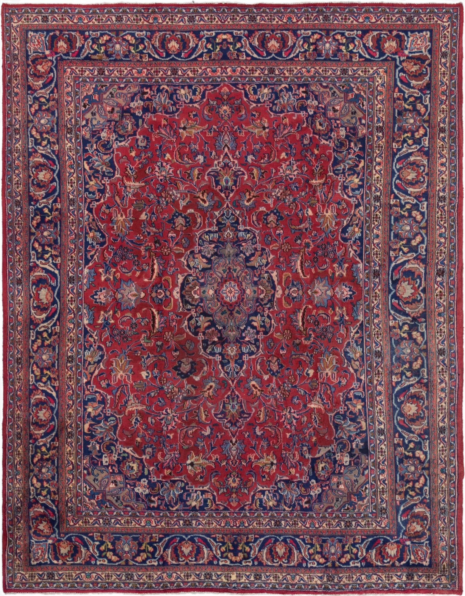 9' 8 x 12' 8  Hand Knotted Mashad Persian Wool Rug