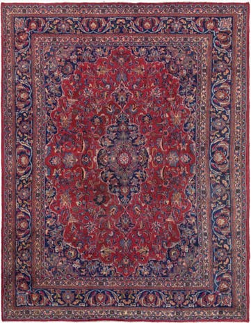 9' 8 x 12' 8 Hand Knotted Mashad Persian Wool Rug