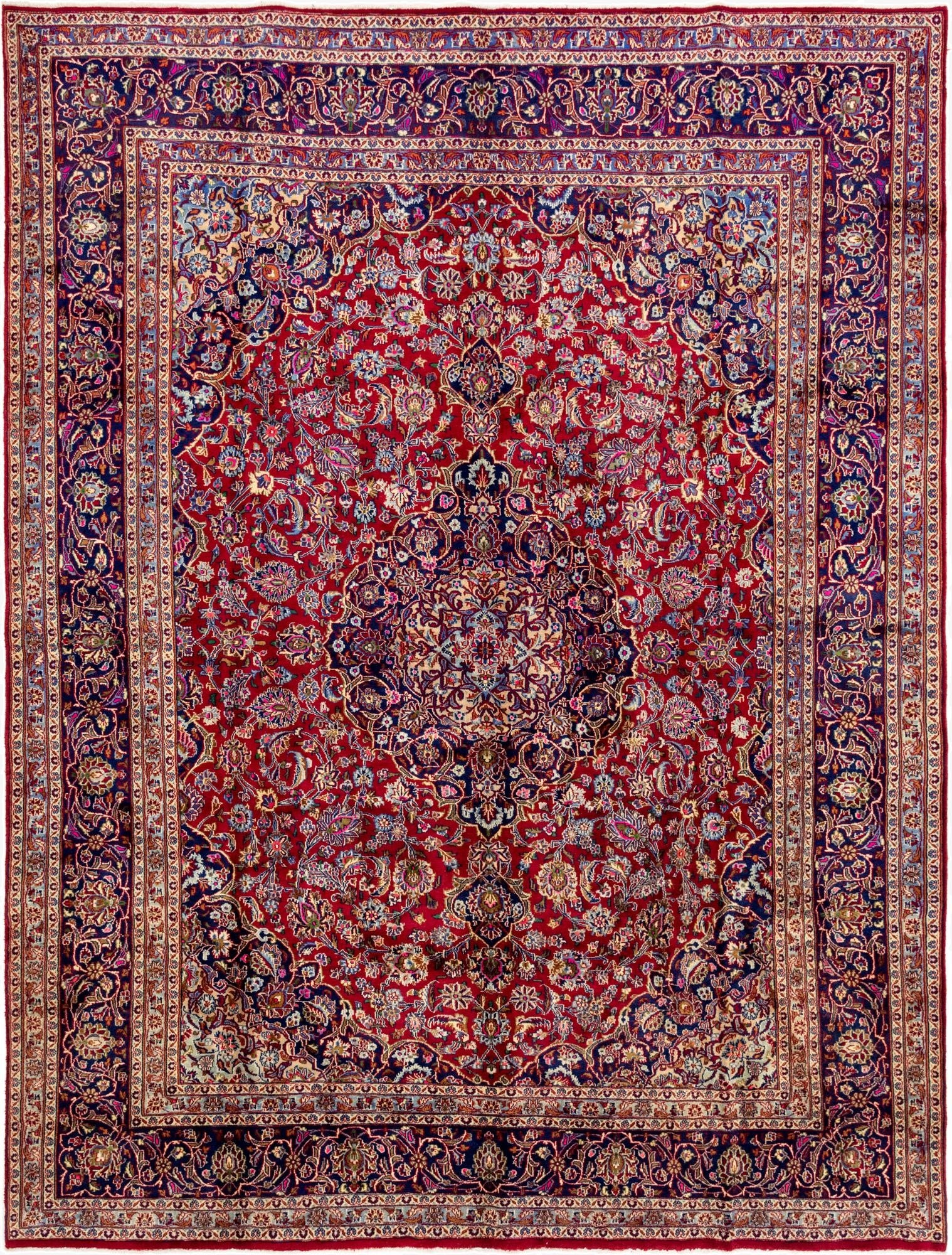 9' 9 x 12' 10  Hand Knotted Mashad Persian Wool Rug
