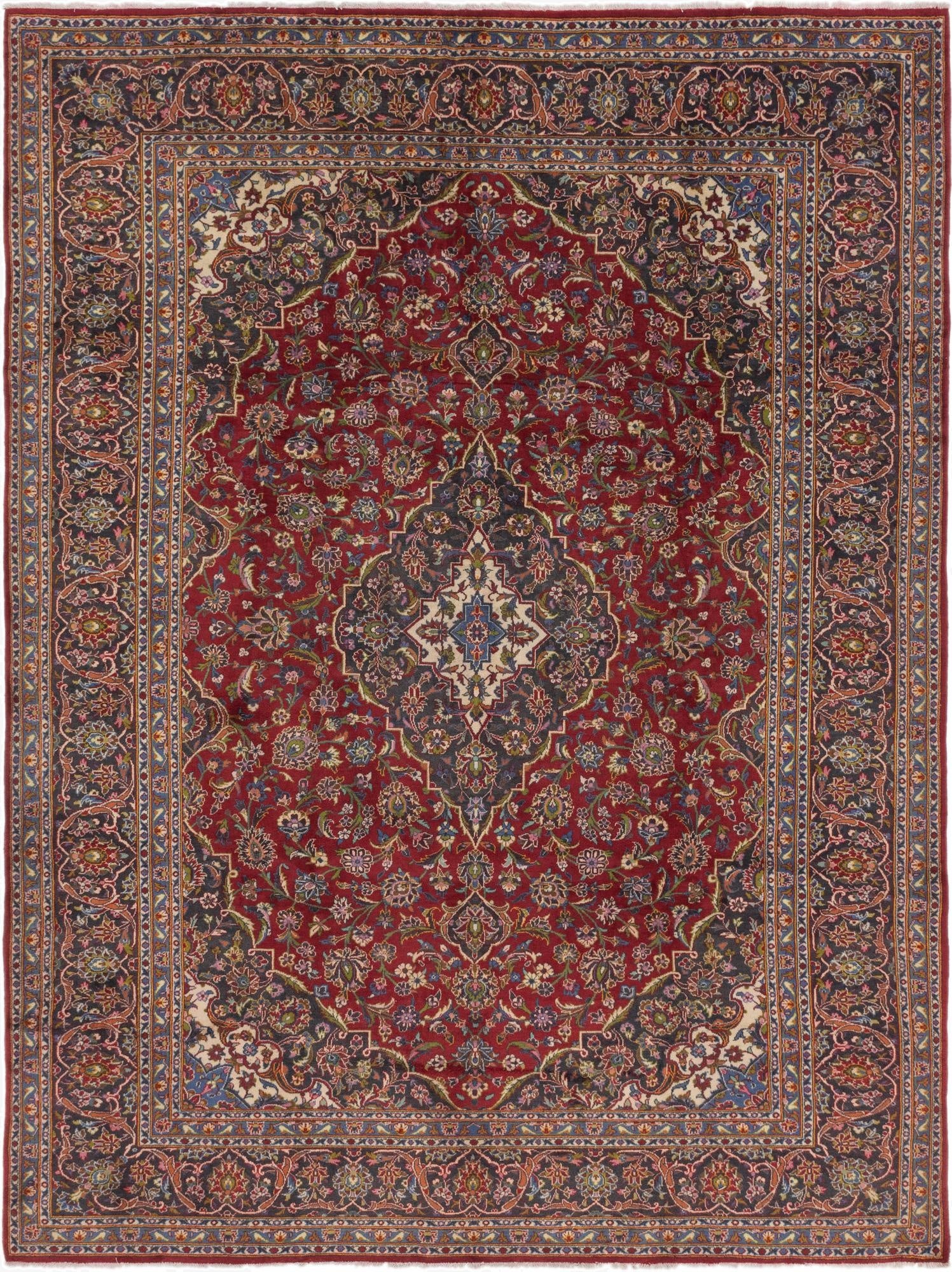 9' 7 x 12' 10  Hand Knotted Mashad Persian Wool Rug