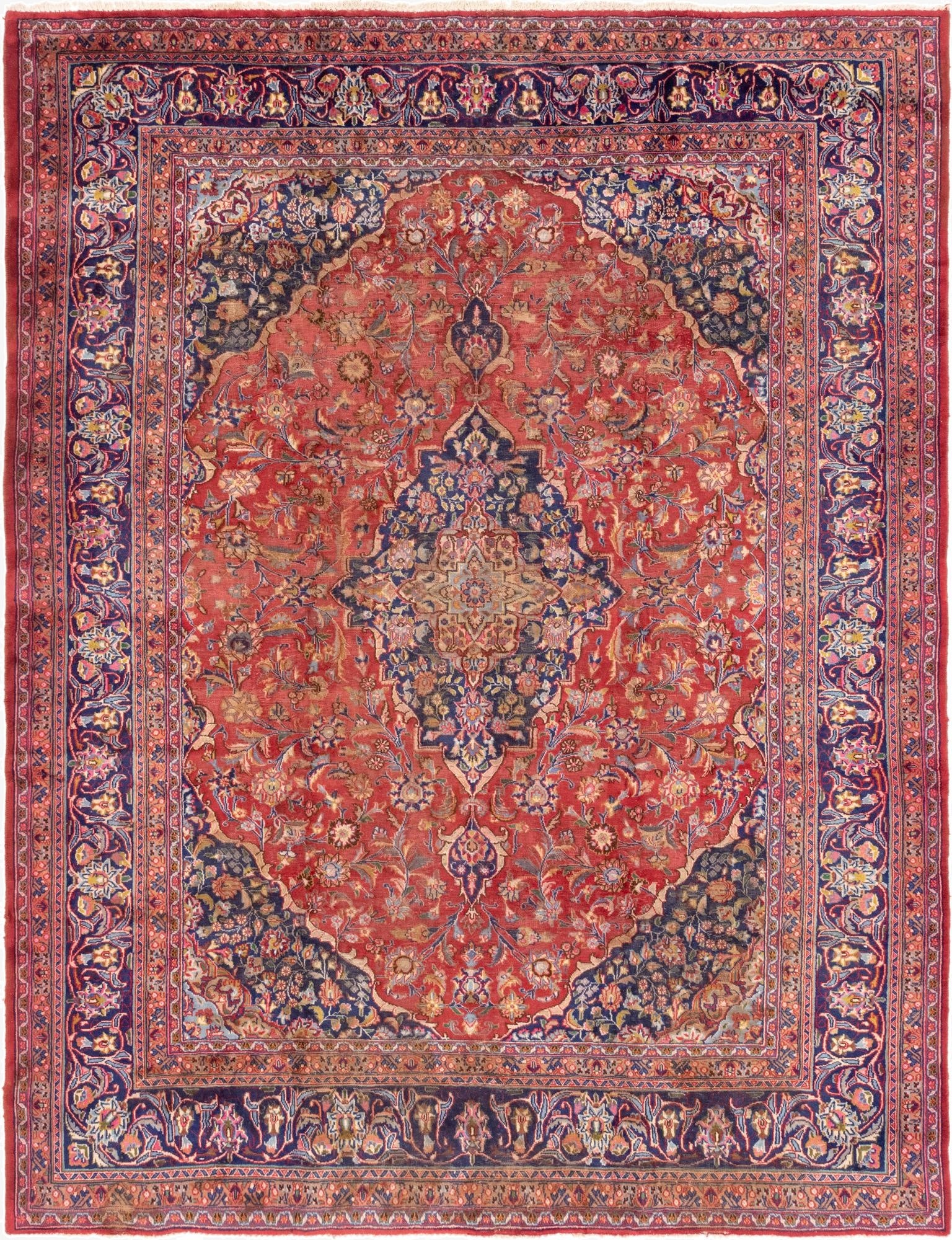 9' 8 x 12' 6  Hand Knotted Mashad Persian Wool Rug