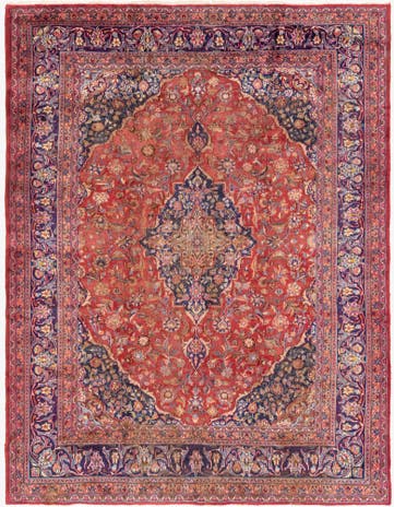 9' 8 x 12' 6 Hand Knotted Mashad Persian Wool Rug