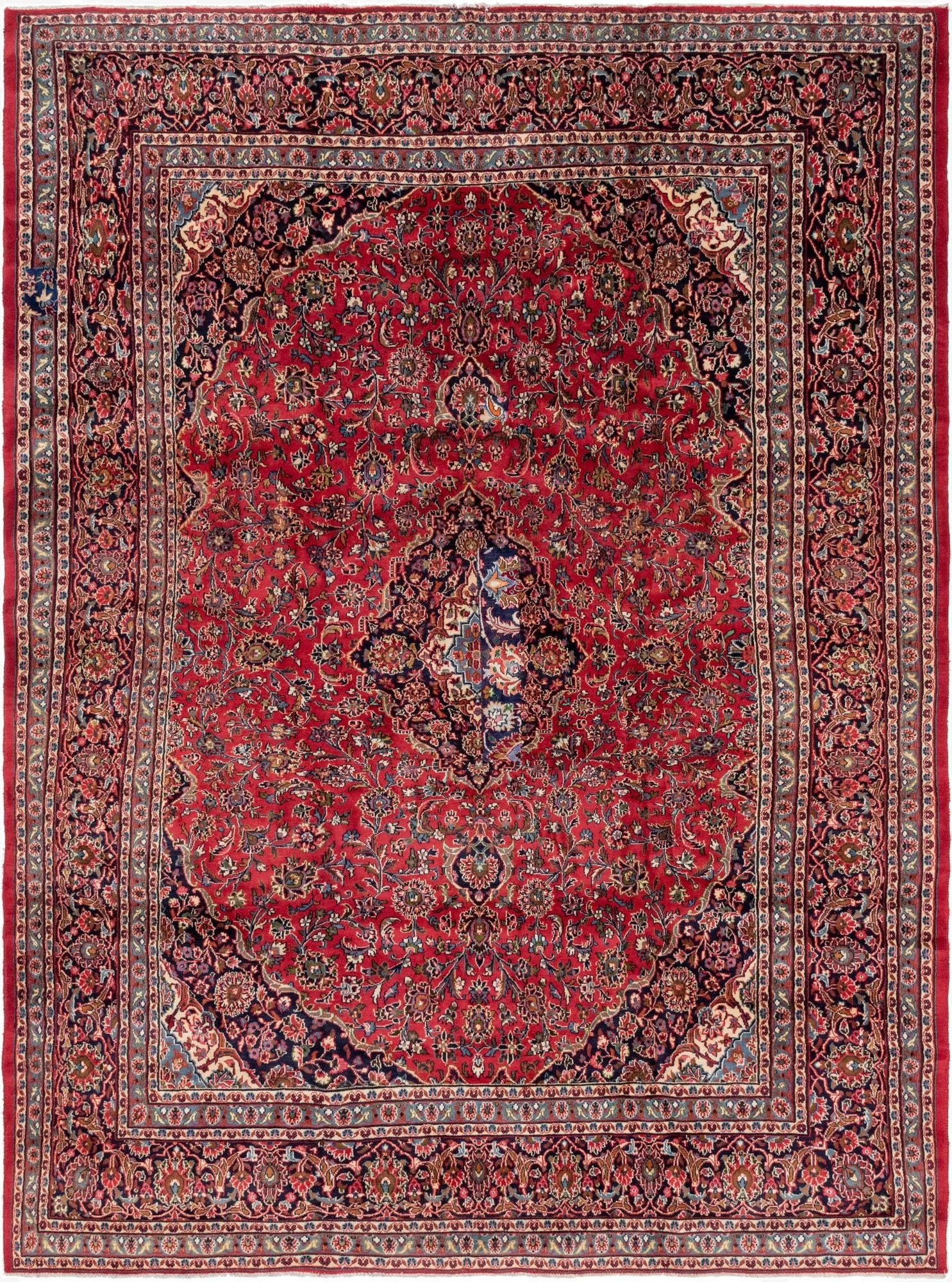 9' 8 x 13'  Hand Knotted Mashad Persian Wool Rug