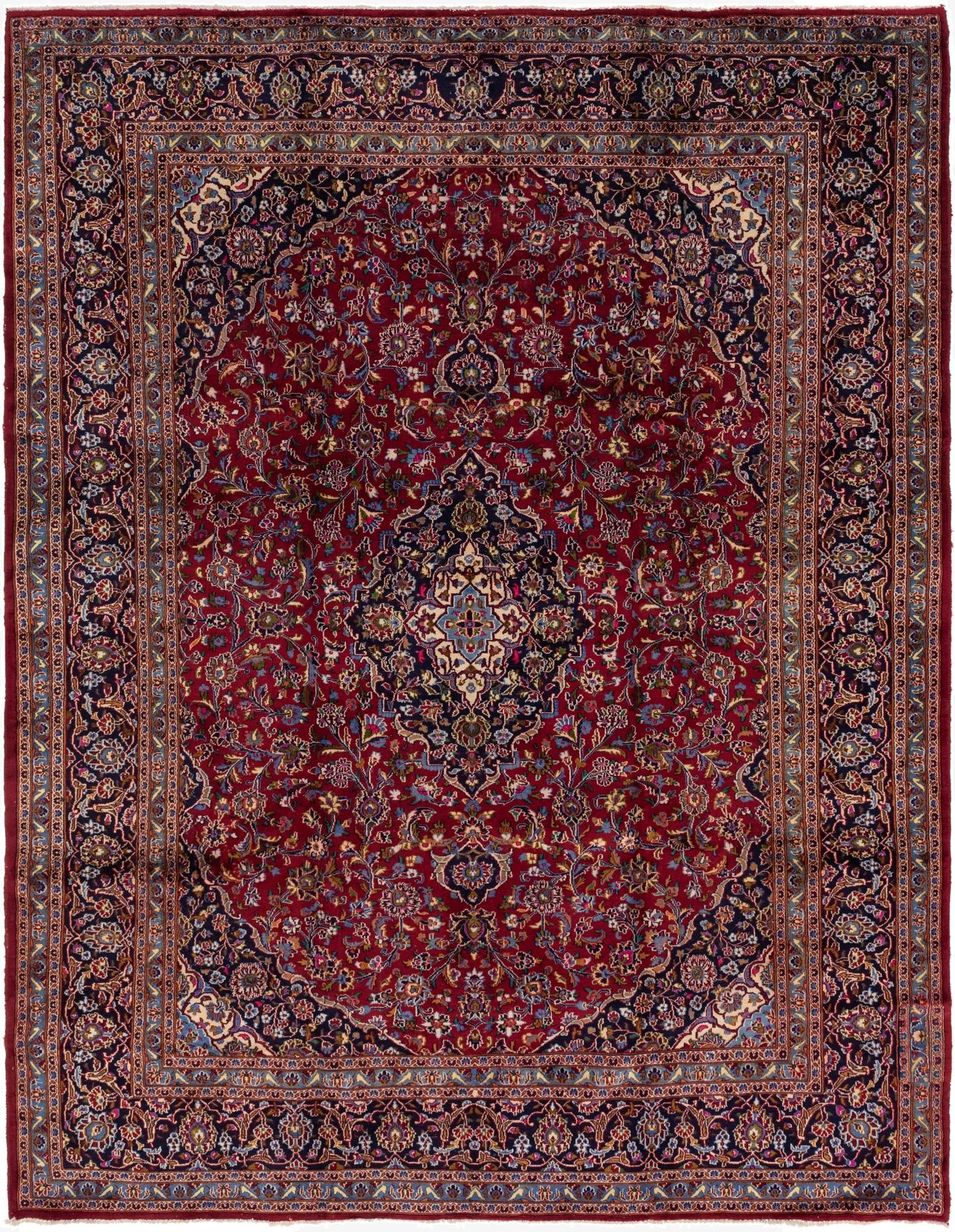 9' 9 x 12' 6  Hand Knotted Mashad Persian Wool Rug