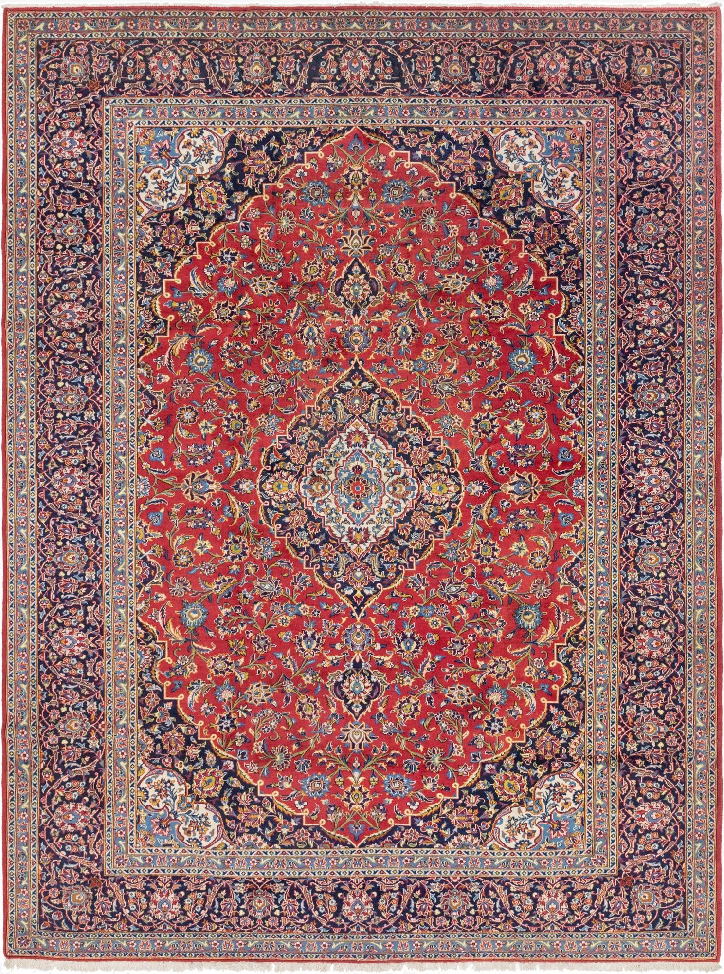 9' 8 x 13' 4  Hand Knotted Mashad Persian Wool Rug
