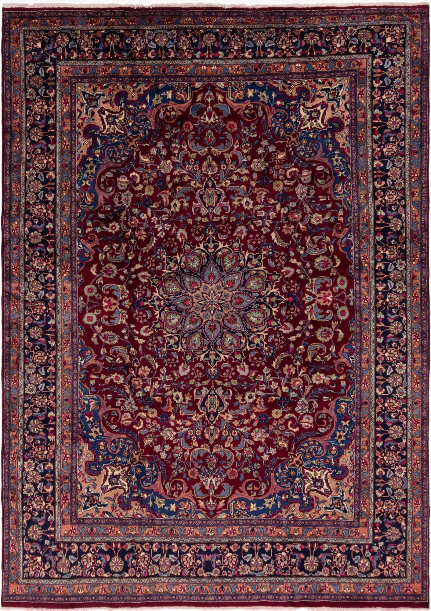9' 7 x 13'  Hand Knotted Mashad Persian Wool Rug