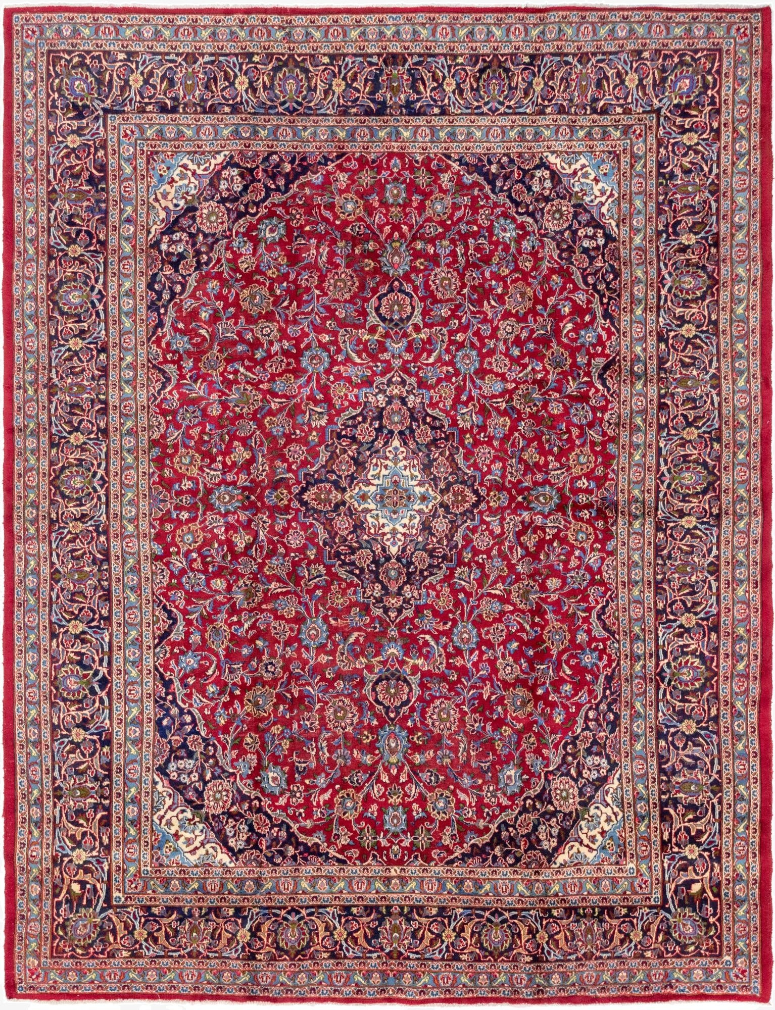 9' 9 x 13'  Hand Knotted Mashad Persian Wool Rug