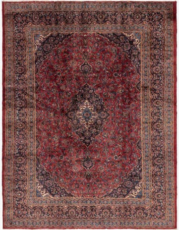 9' 6 x 12' 9 Hand Knotted Mashad Persian Wool Rug