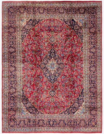 9' 7 x 12' 9 Hand Knotted Mashad Persian Wool Rug
