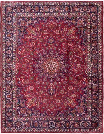 10' x 12' 10 Hand Knotted Mashad Persian Wool Rug
