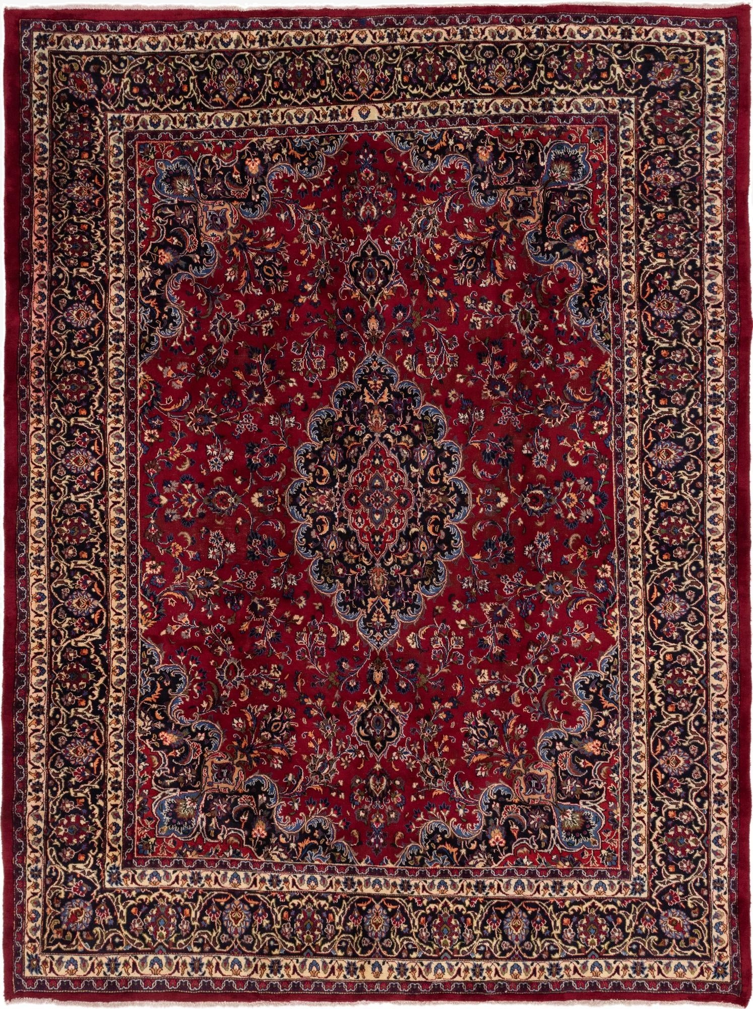 9' 9 x 12' 8  Hand Knotted Mashad Persian Wool Rug