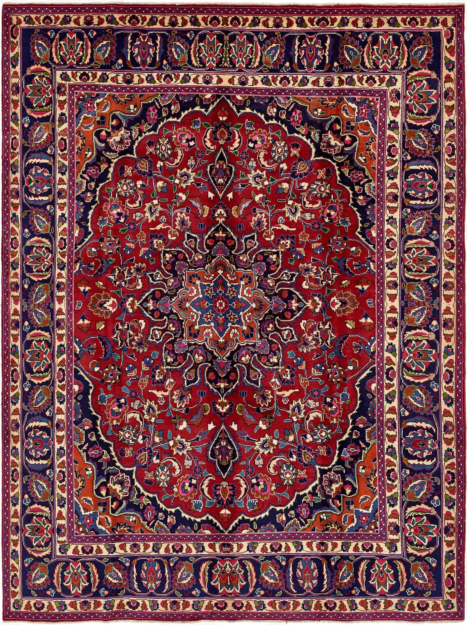 9' 8 x 13'  Hand Knotted Mashad Persian Wool Rug