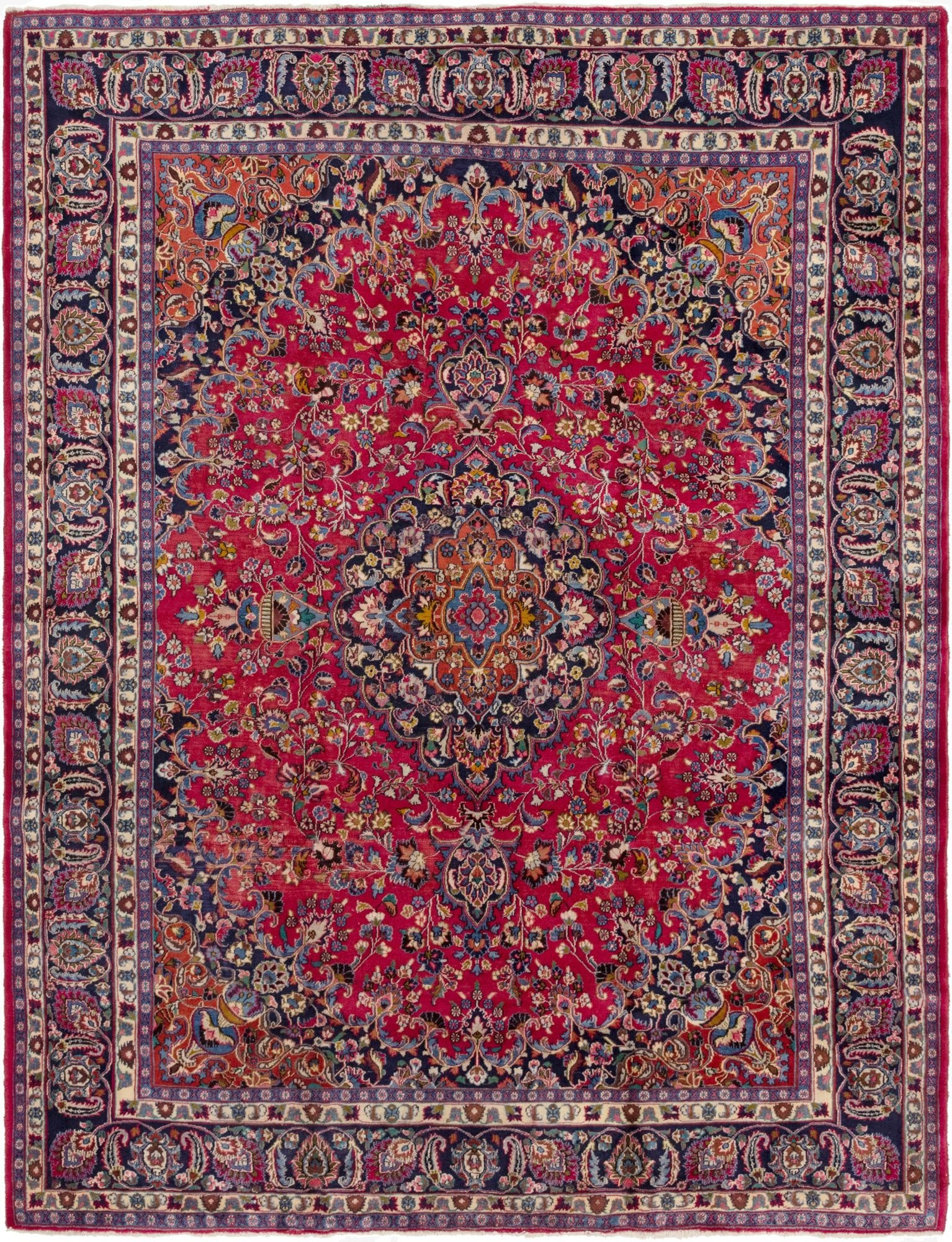 9' 10 x 12' 10  Hand Knotted Mashad Persian Wool Rug