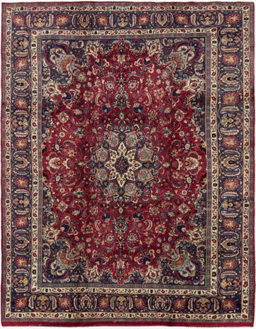 9' 6 x 12' 5 Hand Knotted Mashad Persian Wool Rug