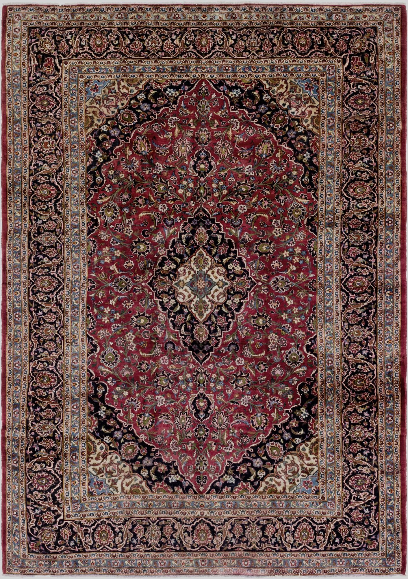 9' 6 x 13' 7  Hand Knotted Mashad Persian Wool Rug