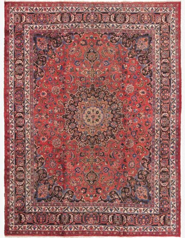 9' 10 x 13' Hand Knotted Mashad Persian Wool Rug