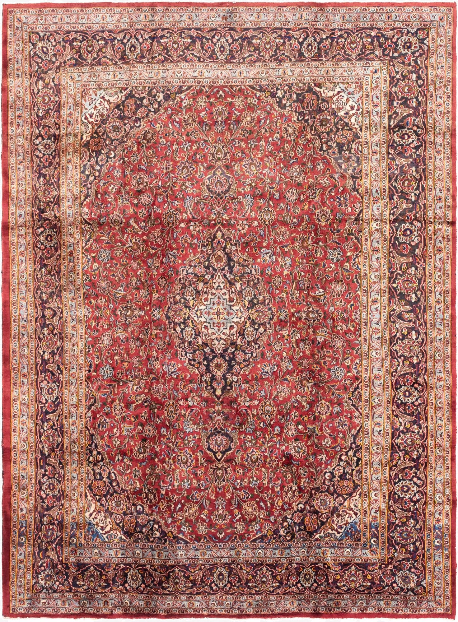 9' 6 x 13'  Hand Knotted Mashad Persian Wool Rug