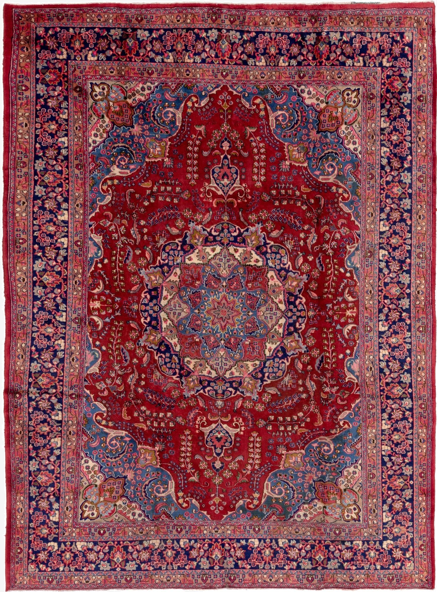 9' 5 x 12' 7  Hand Knotted Mashad Persian Wool Rug