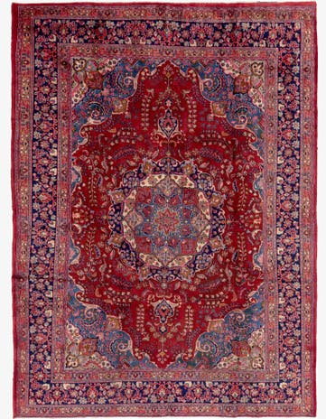 9' 5 x 12' 7 Hand Knotted Mashad Persian Wool Rug