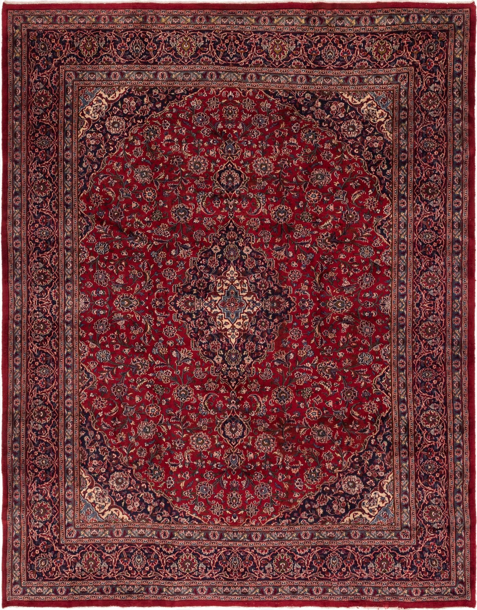 9' 10 x 12' 6  Hand Knotted Mashad Persian Wool Rug
