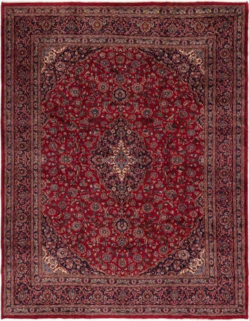 9' 10 x 12' 6 Hand Knotted Mashad Persian Wool Rug