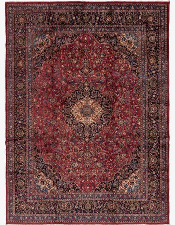 9' 10 x 13' Hand Knotted Mashad Persian Wool Rug