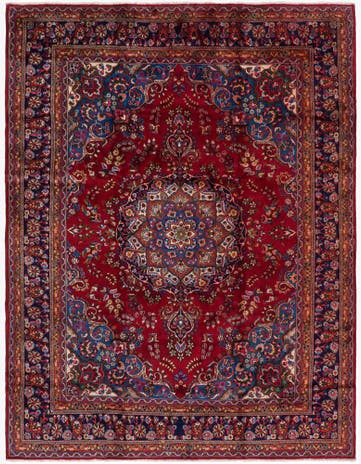 9' 6 x 12' 8 Hand Knotted Mashad Persian Wool Rug