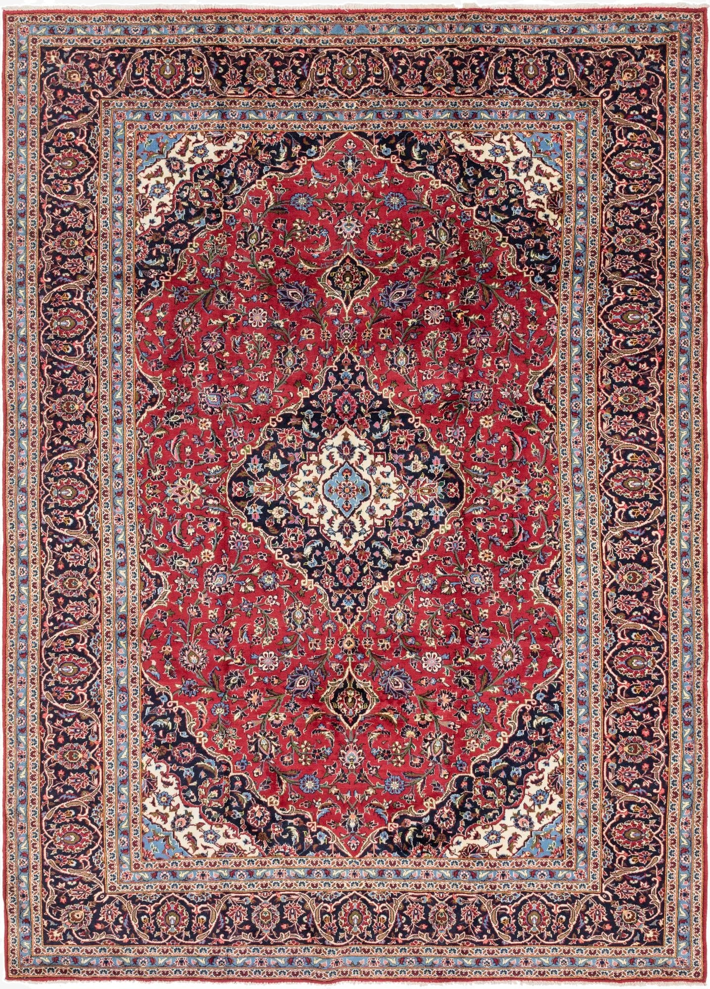 9' 8 x 13' 5  Hand Knotted Mashad Persian Wool Rug