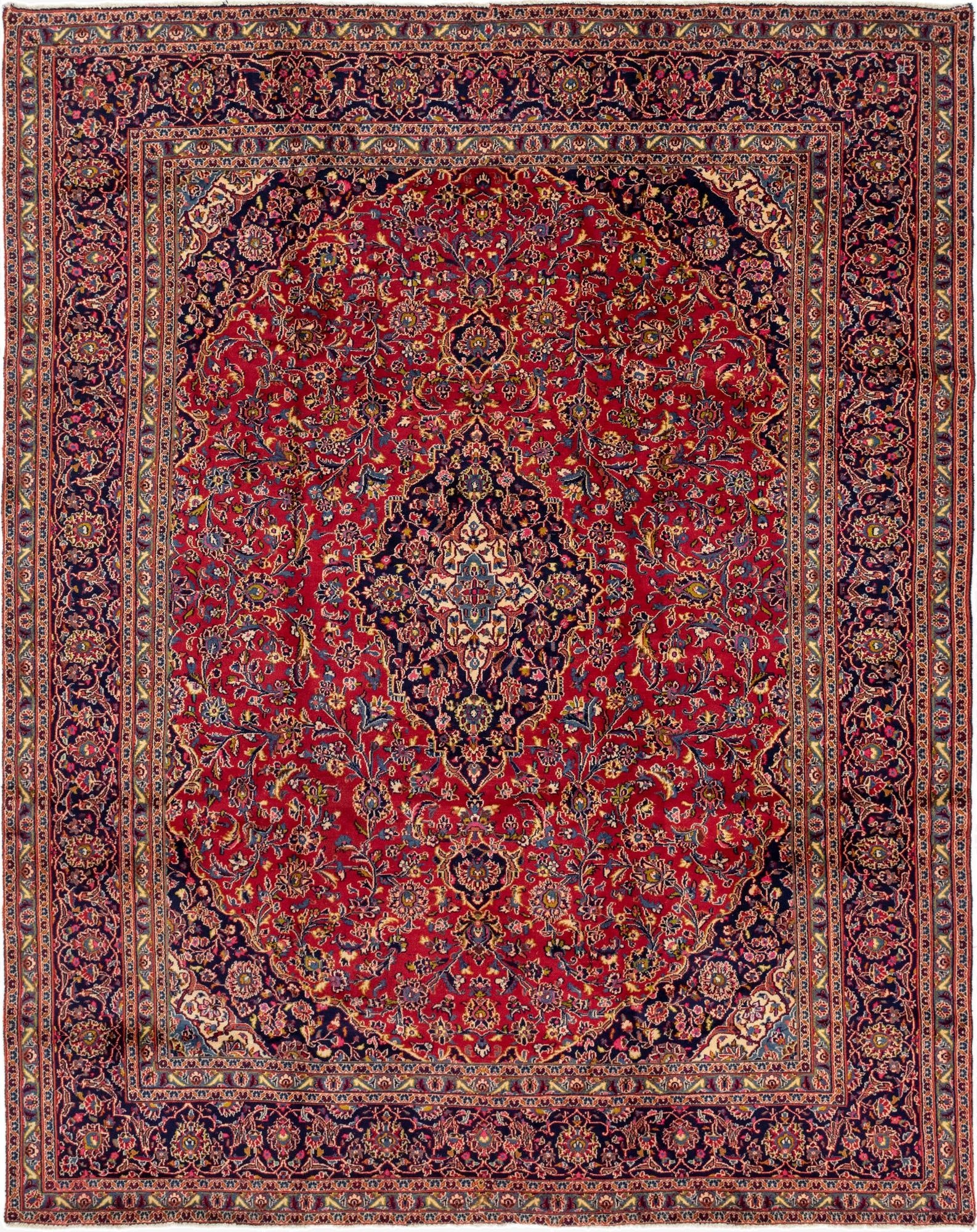 9' 9 x 12' 9  Hand Knotted Mashad Persian Wool Rug