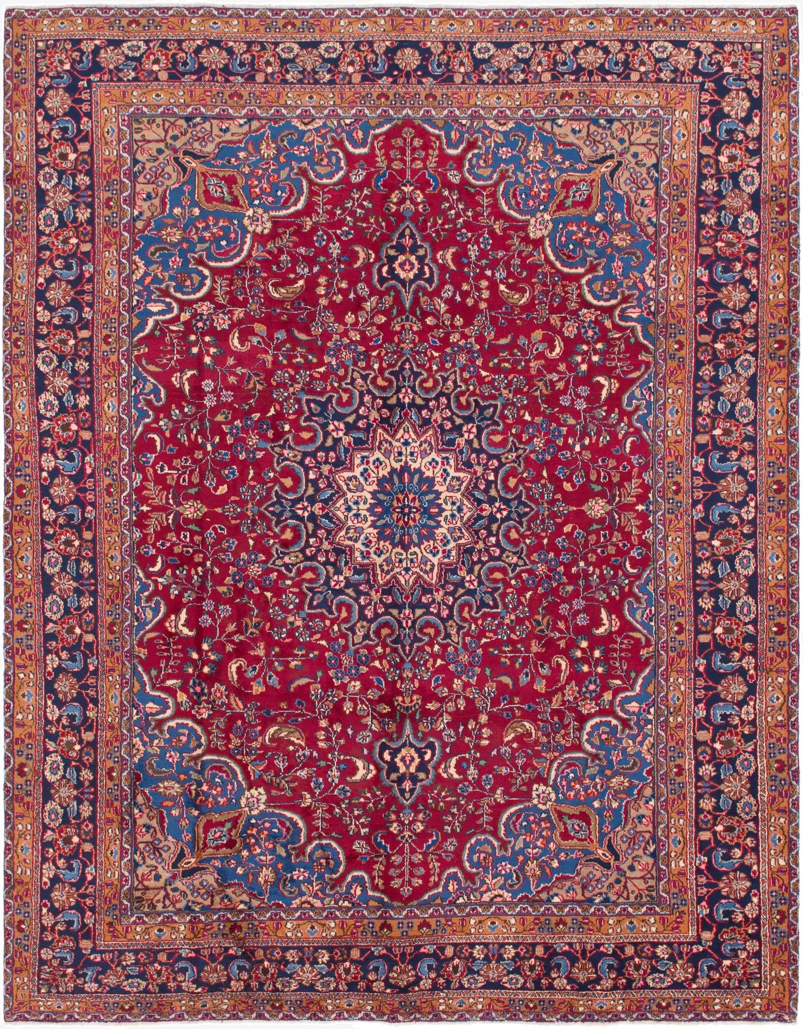 9' 9 x 12' 7  Hand Knotted Mashad Persian Wool Rug