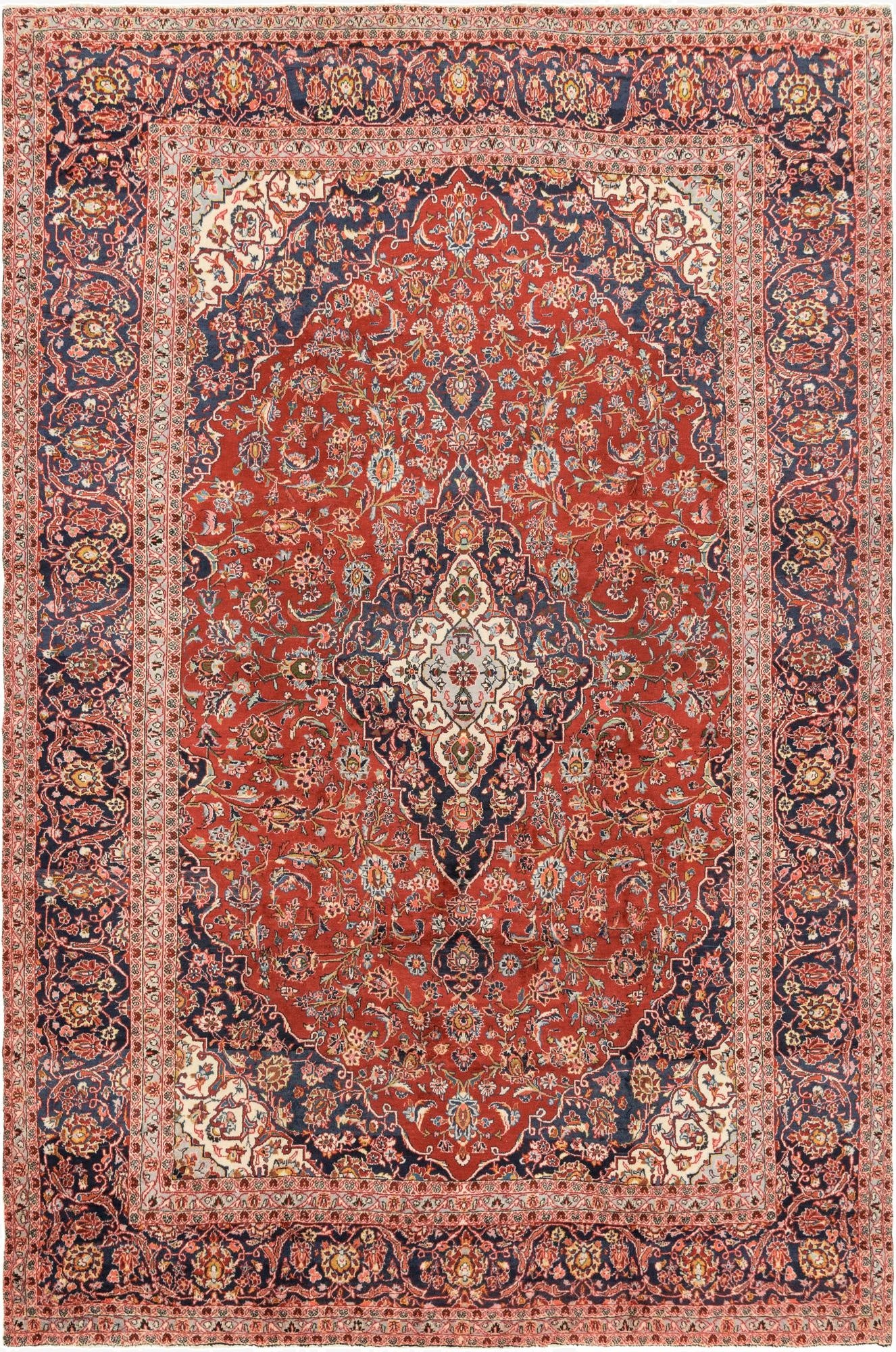 9' 4 x 14' 1  Hand Knotted Mashad Persian Wool Rug