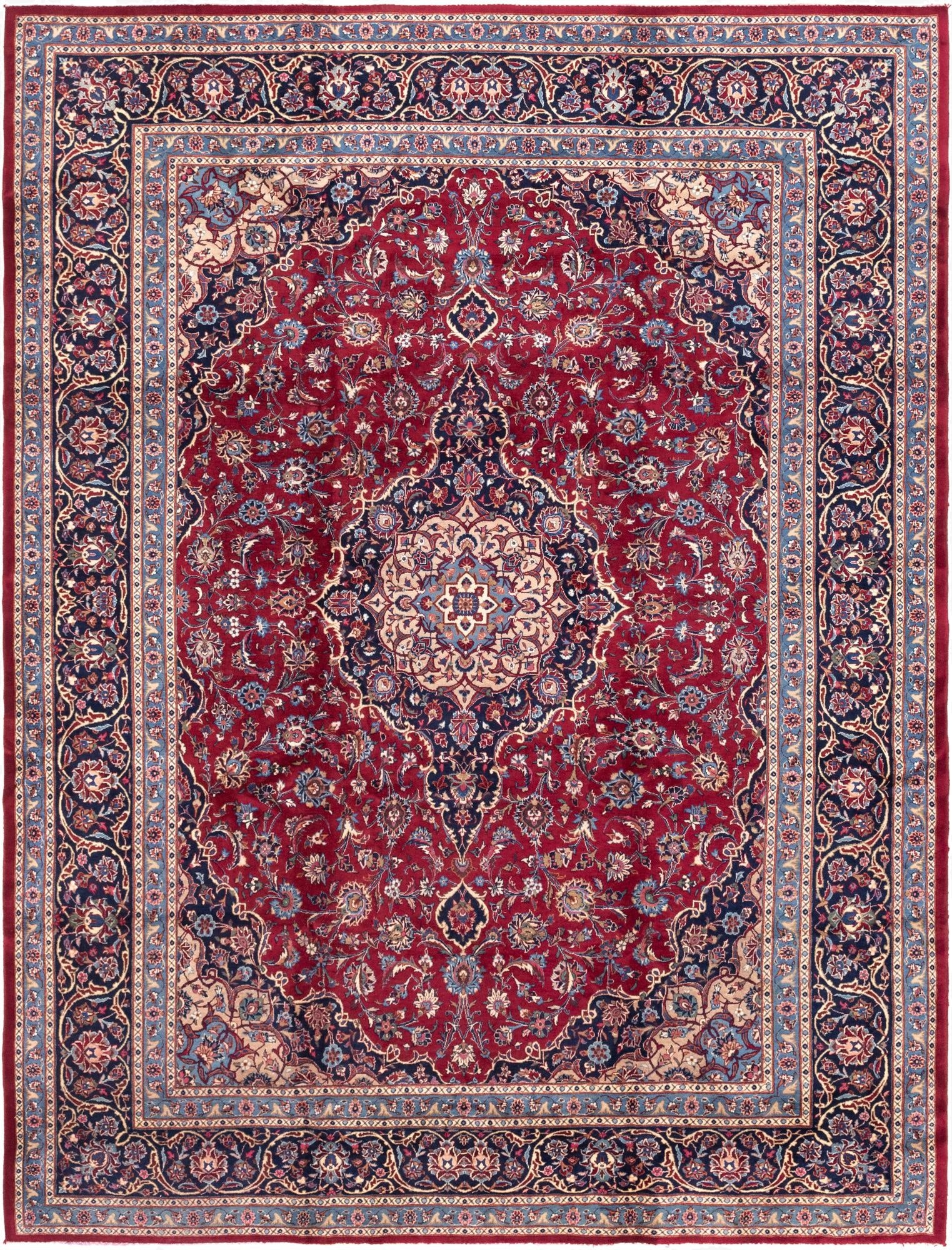 9' 9 x 12' 10  Hand Knotted Mashad Persian Wool Rug