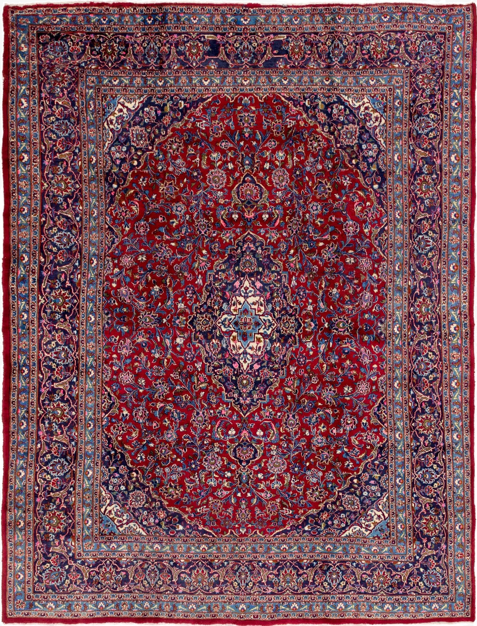 9' 7 x 12' 3  Hand Knotted Mashad Persian Wool Rug
