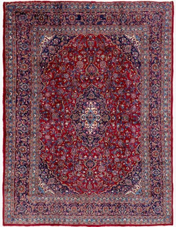 9' 7 x 12' 3 Hand Knotted Mashad Persian Wool Rug