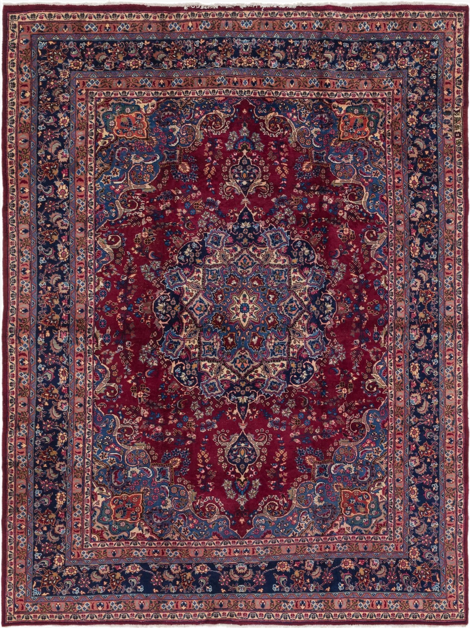 9' 7 x 12' 10  Hand Knotted Mashad Persian Wool Rug