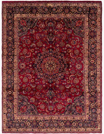 9' 10 x 13' Hand Knotted Mashad Persian Wool Rug
