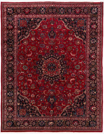 9' 8 x 12' 6 Hand Knotted Mashad Persian Wool Rug