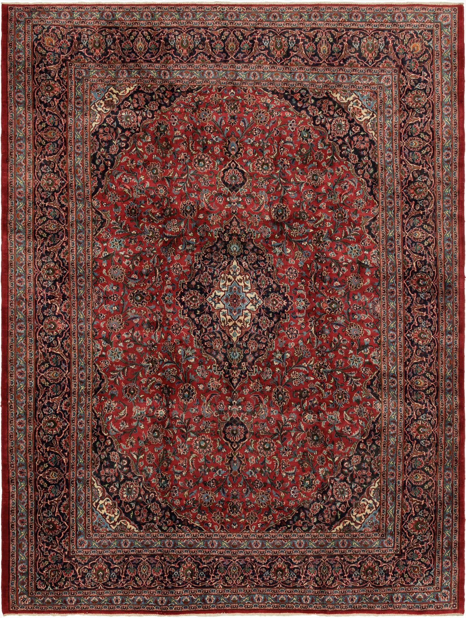 9' 7 x 12' 7  Hand Knotted Mashad Persian Wool Rug