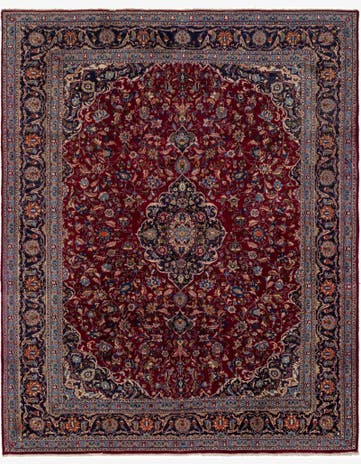 9' 4 x 12' 3 Hand Knotted Mashad Persian Wool Rug