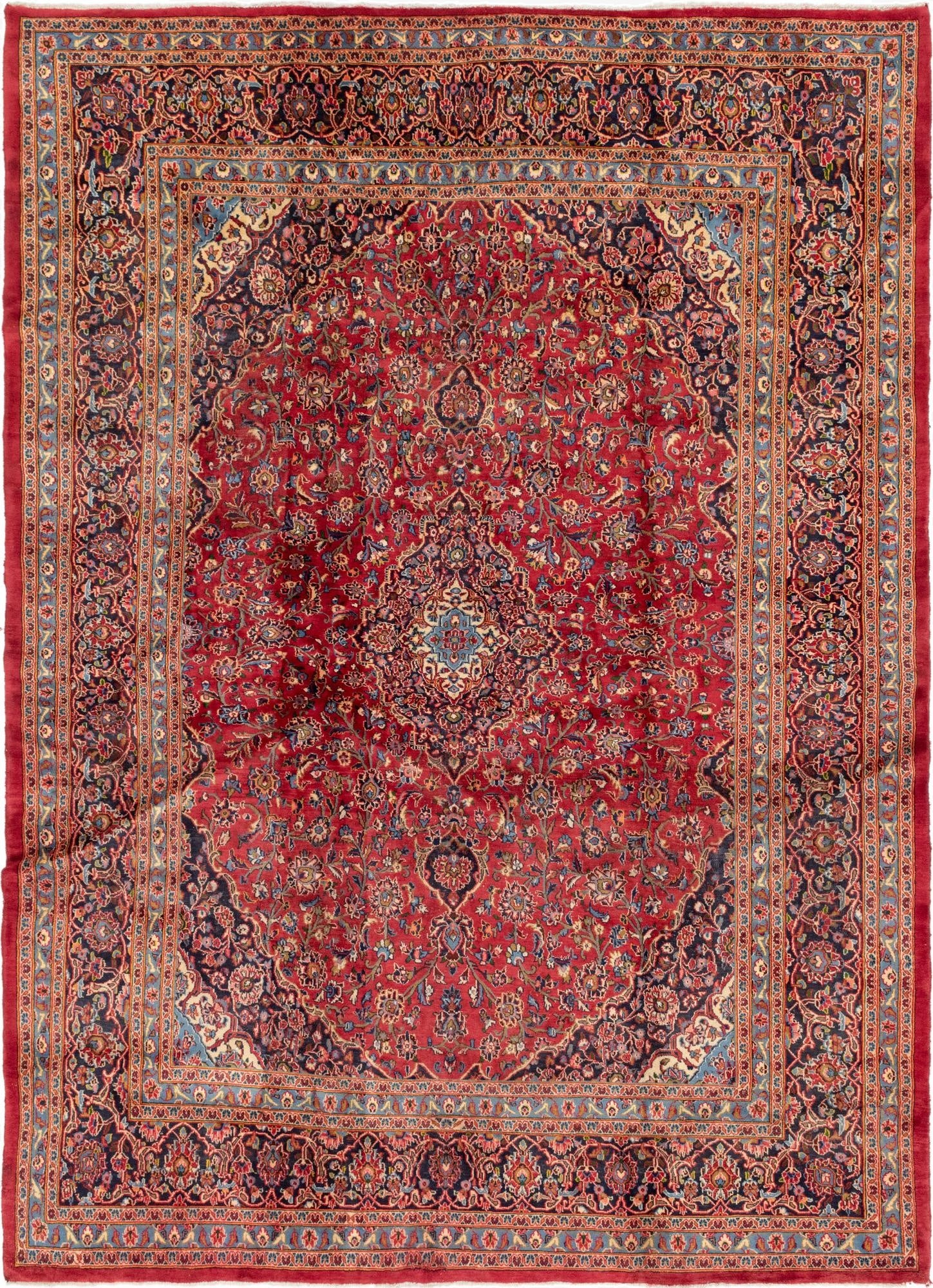 9' 7 x 13' 2  Hand Knotted Mashad Persian Wool Rug