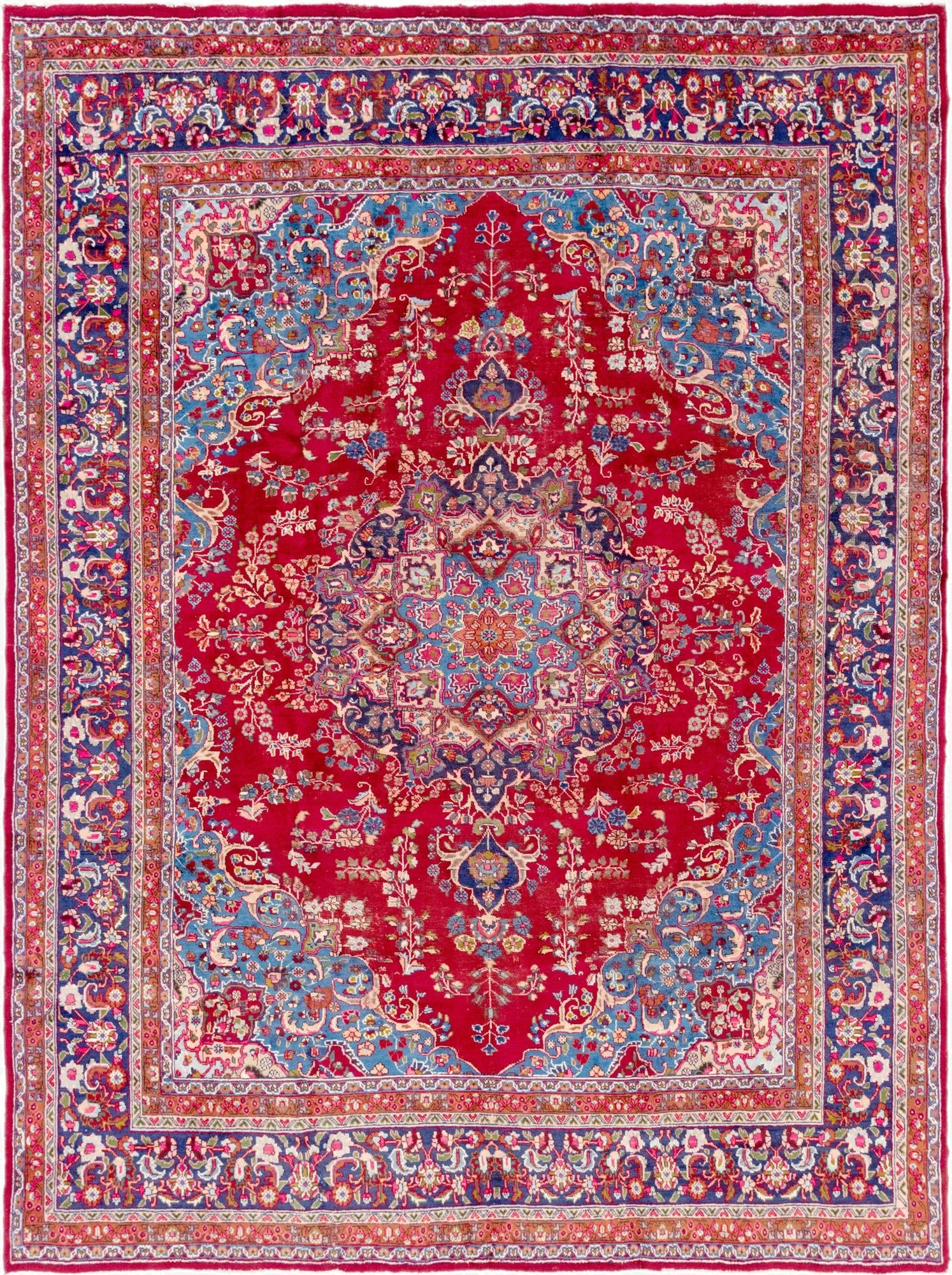 9' 9 x 12' 9  Hand Knotted Mashad Persian Wool Rug
